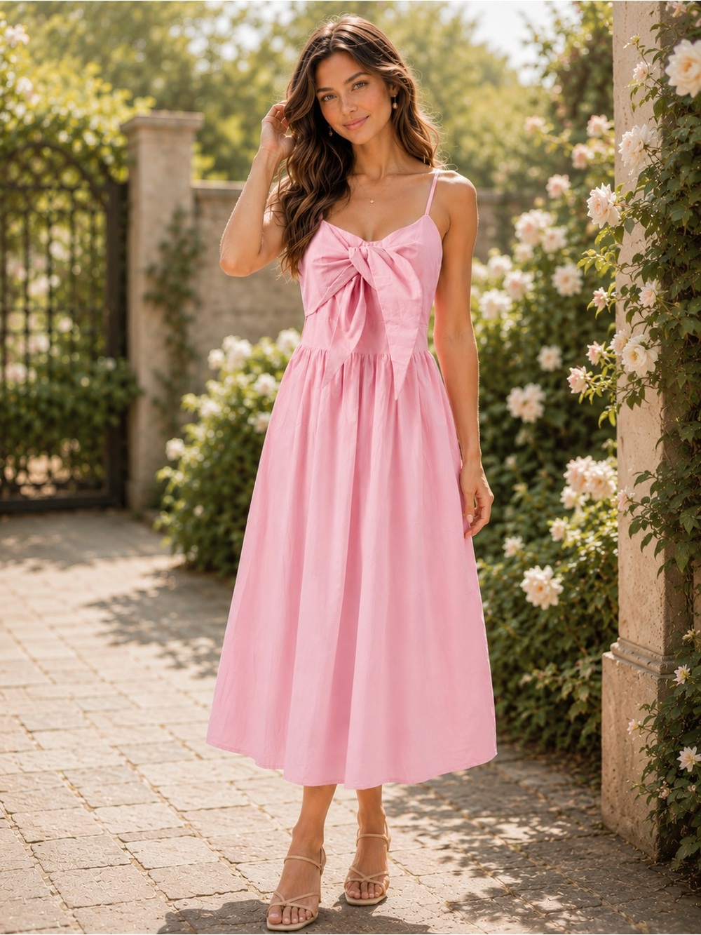 Deluc Padua Dress NWT Pink Cotton Poplin Twist Front Maxi Dress M
